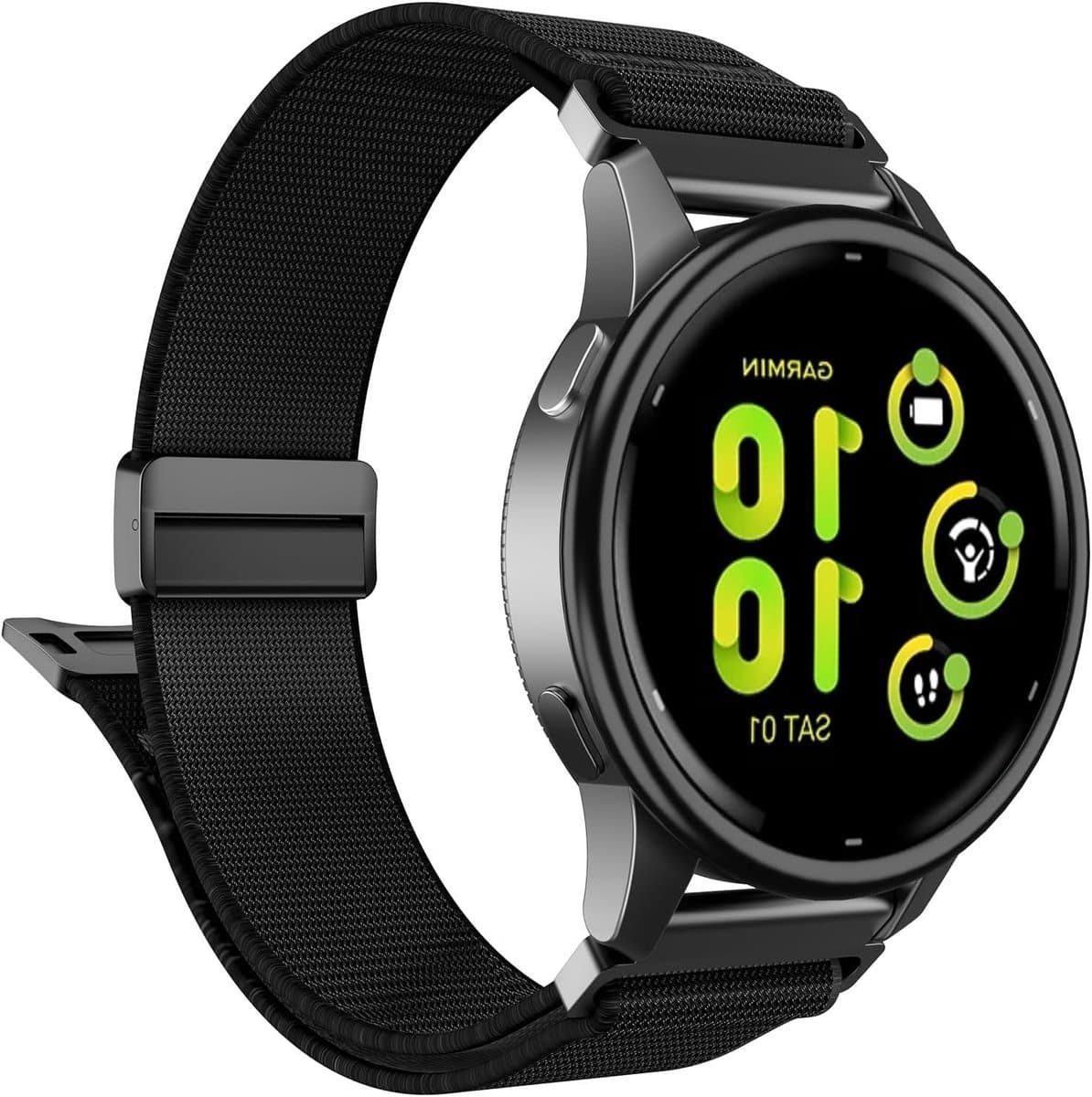 Nylon Sportband voor Garmin Venu 3/2, Vivoactive 4 en Forerunner 255 - Stretchy en Comfortabel, Geschikt voor Amazfit Bip 6/5 en GTR4, Zwart