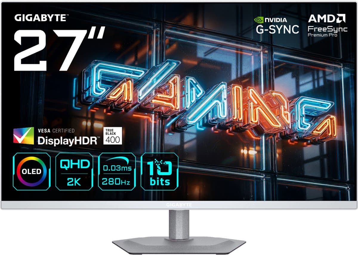 GIGABYTE MO27Q2A ICE OLED computer monitor 68,6 cm (27") 2560 x 1440 Pixels Quad HD QD-OLED Wit