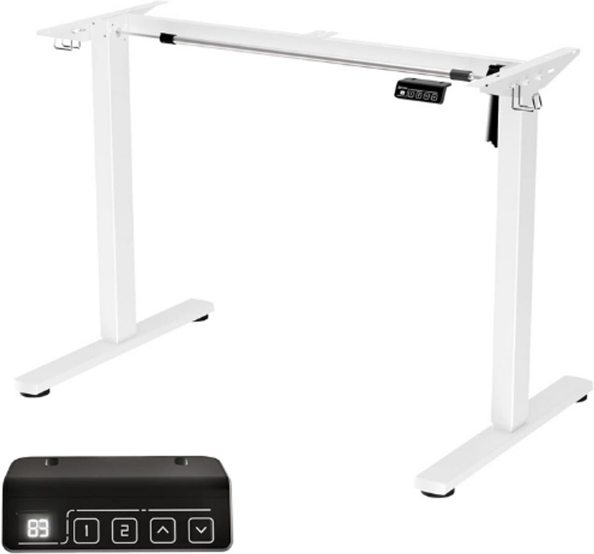 ERGOMAKER Elektrisch In Hoogte Verstelbaar Bureauframe - Zit Sta Tafelframe - Met Smart Handset Geheugenfunctie - Inclusief Haken - Ergonomisch - Wit