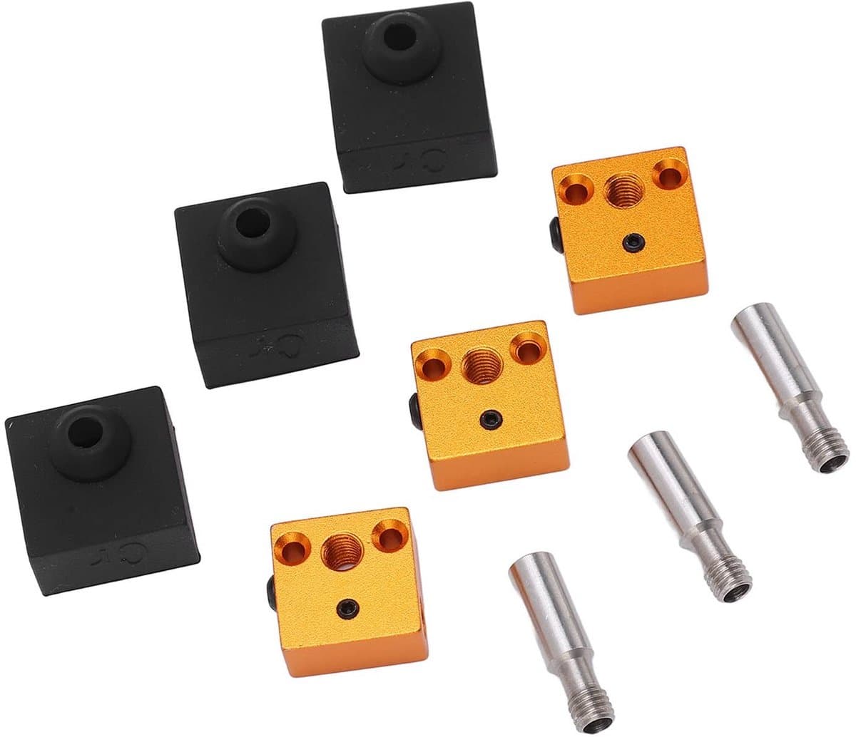 Dailygoods- Verwarmingsblok Aluminium - Roestvrijstalen Keel - Siliconen Sok - 3 Sets - Efficiënt Afdrukken - Hoge Temperatuur Veiligheid - 3D-printer Verwarmingsset