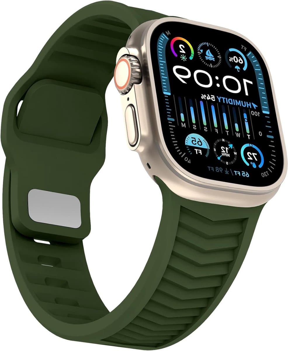 Zachte siliconen sportarmband voor Apple Watch Ultra 49 mm, reservearmband voor heren en dames, geschikt voor Serie 9 8 7 6 5 SE 4 3 2 1, ademend en comfortabel