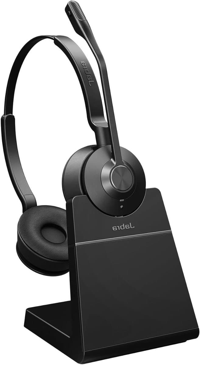Stereo Headset - Draadloos Kantoor - Professionele Gesprekken - Uitstekend Draadloos Bereik - 150 Meter - Zwart