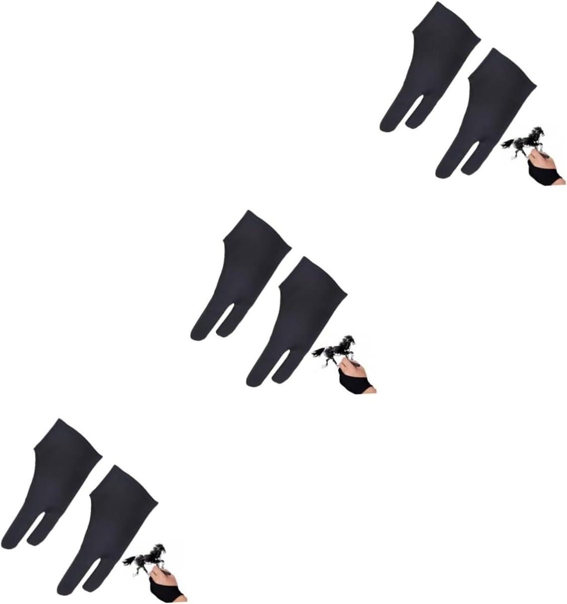 Tekenhandschoenen - Kunstenaarshandschoen Tablet handschoen - Digitaal Tekenen - Twee Vinger Ontwerp - One Size - Zwart