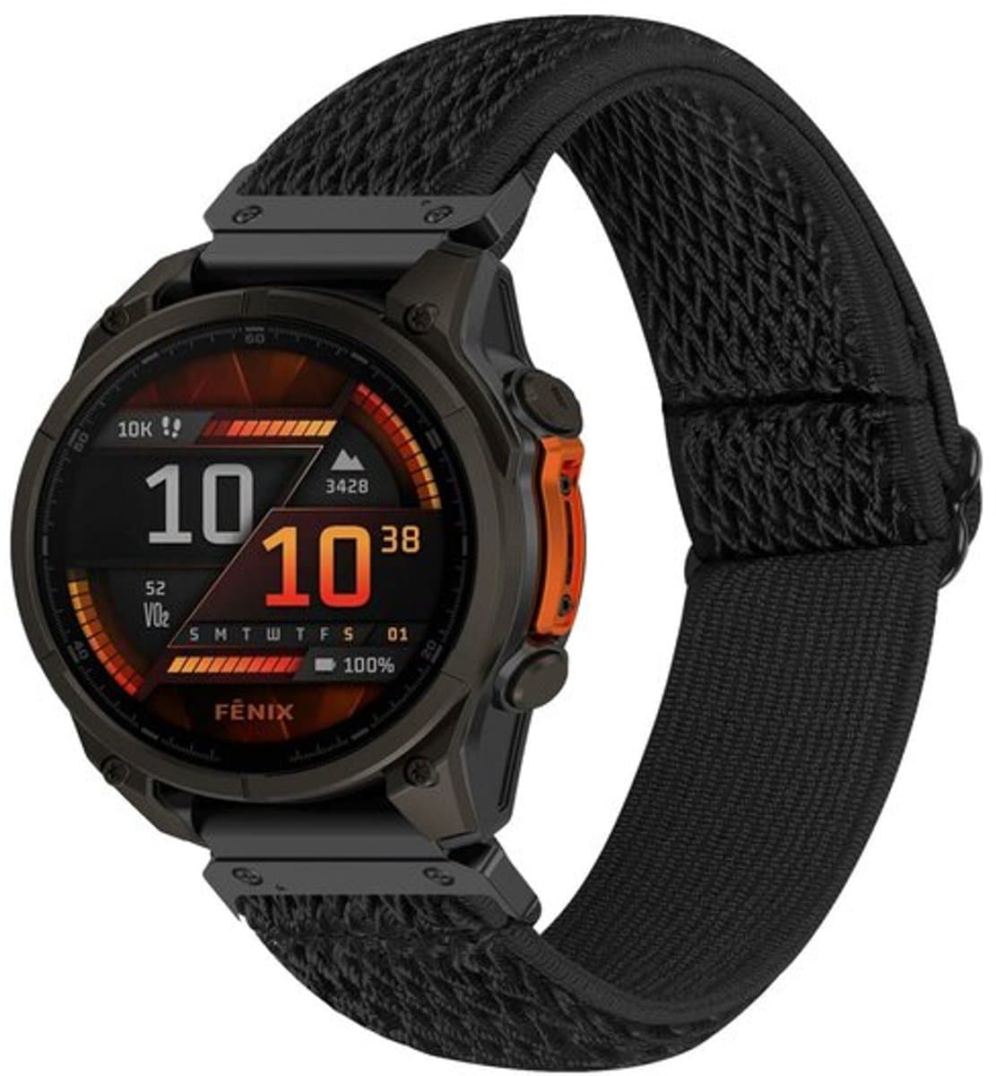 By Qubix - Geschikt voor Garmin bandje - 22mm Quickfit - Elastische Solo Loop nylon bandje - Zwart - Geschikt voor Garmin Epix Gen 2 (47mm) / MARQ / Quatix 7/6/5