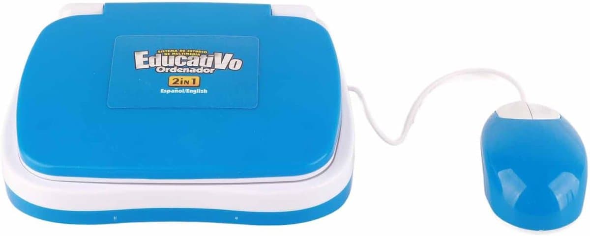 Kinderlaptop Leercomputer - Educatieve Tablet - Talen Leren - Tweetalig Engels Spaans - 25 x 3 cm - Blauw