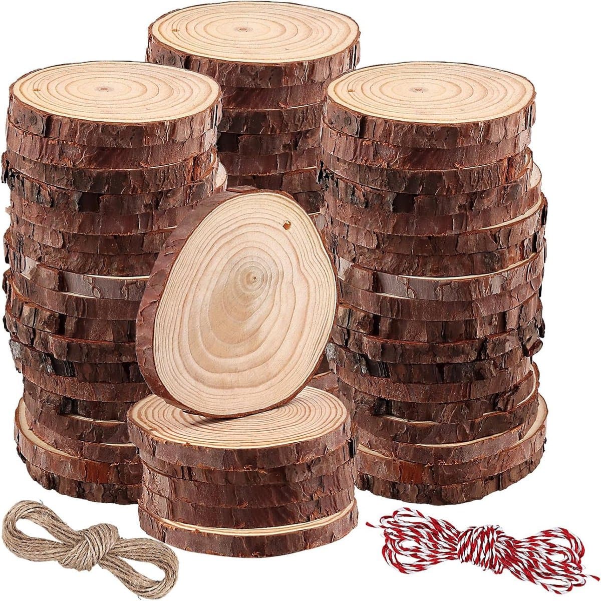 Ronde Houten Schijven van 9-10 cm - 60 Stuks Onbewerkt voor DIY Knutselprojecten, Decoratie en Creatieve Kunstwerken