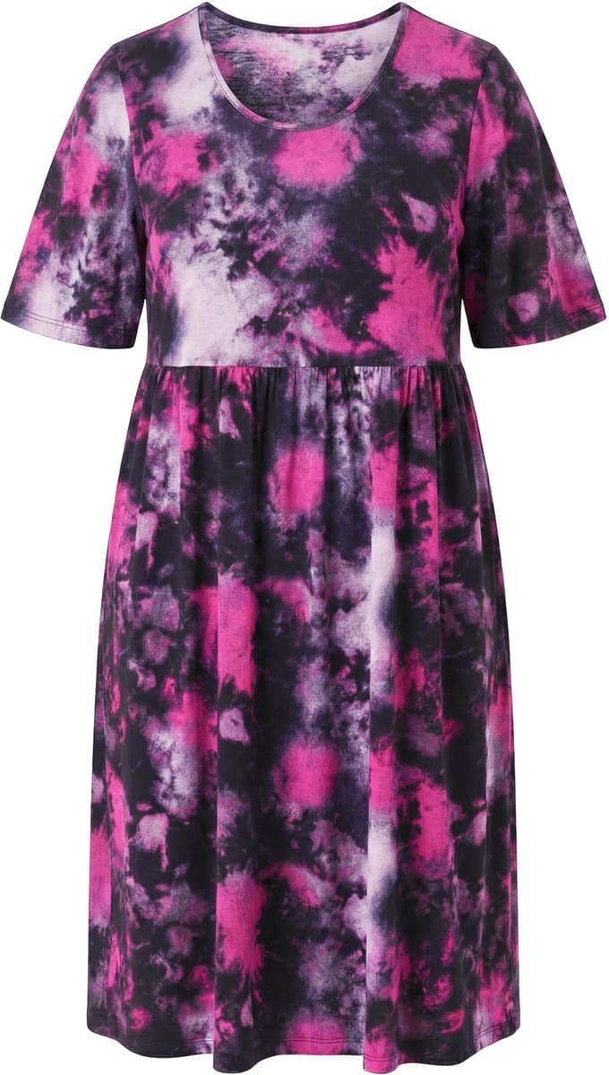 Angel of Style - Dames - Mesh jurk A-lijn batikmotief onderjurk - Zwart - Maat 54