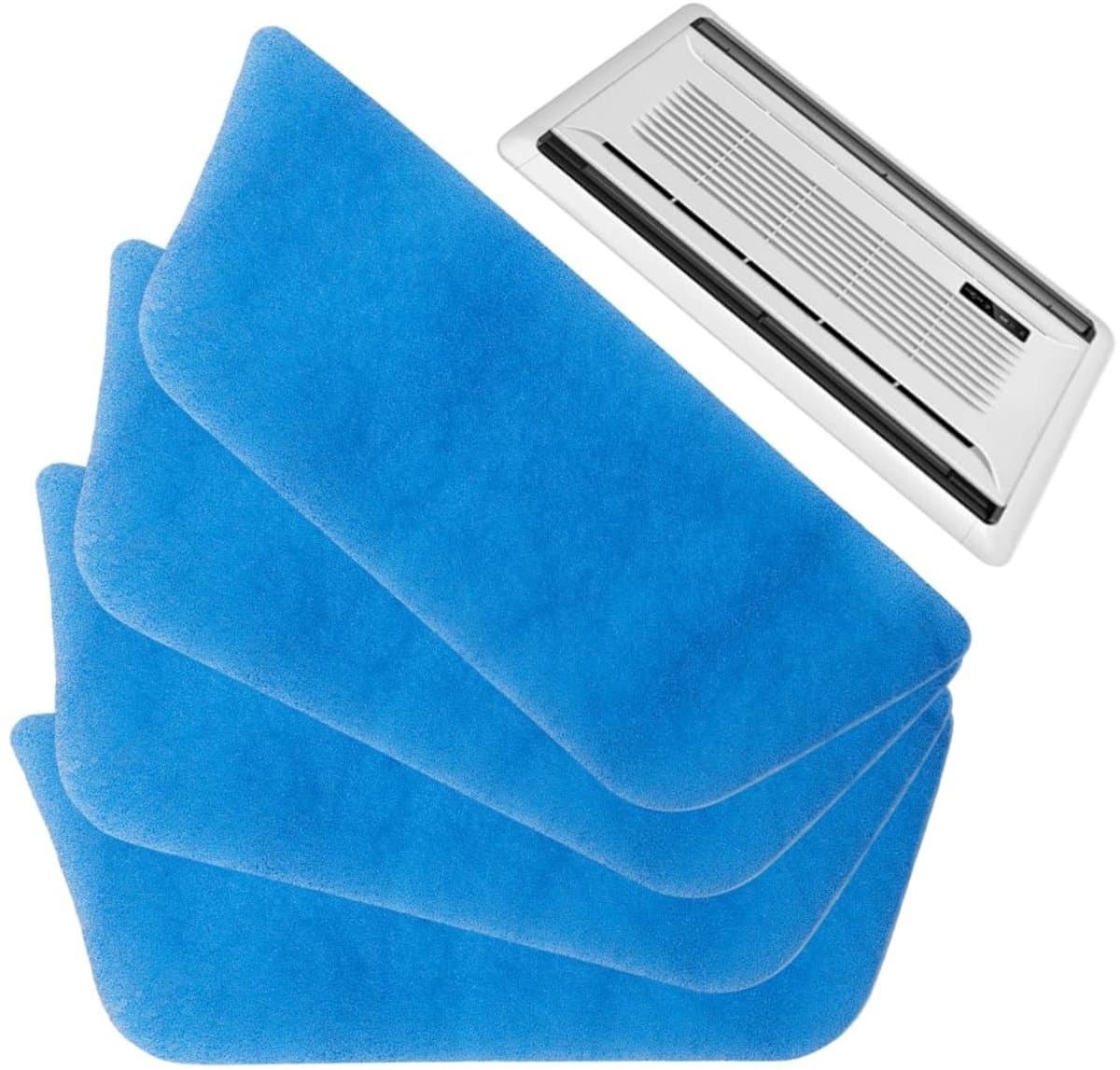 Dailygoods- Ontluchtingsfilters 4 Stuks - Wasbaar/Katoen - Herbruikbaar - Luchtfilter voor Campers - 15,5 x 40 cm - Koningsblauw