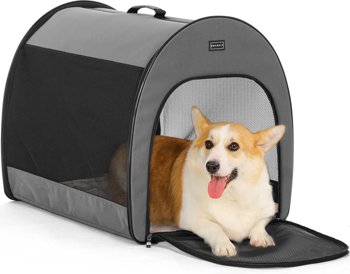 Vouwbare en Draagbare Hondenren met Ademend Ontwerp en Pluche Kussen - Ruimte Kennel voor Thuis