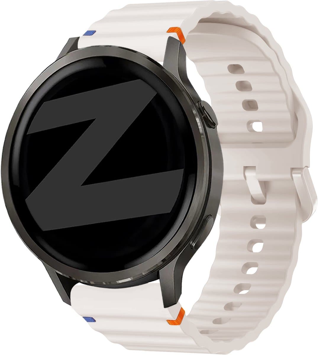 Bandz Siliconen 'Wave' bandje geschikt voor Garmin Vivoactive 6 / 5 / 3 / Vivomove / 3 / HR / Style / Luxe / Sport / Trend / Forerunner 645 / 570 / 245 / 165 / 55 / Venu / SQ / SQ2 / 2 Plus / Approach S12 / S40 / S42 / S44 - Sterrenlicht