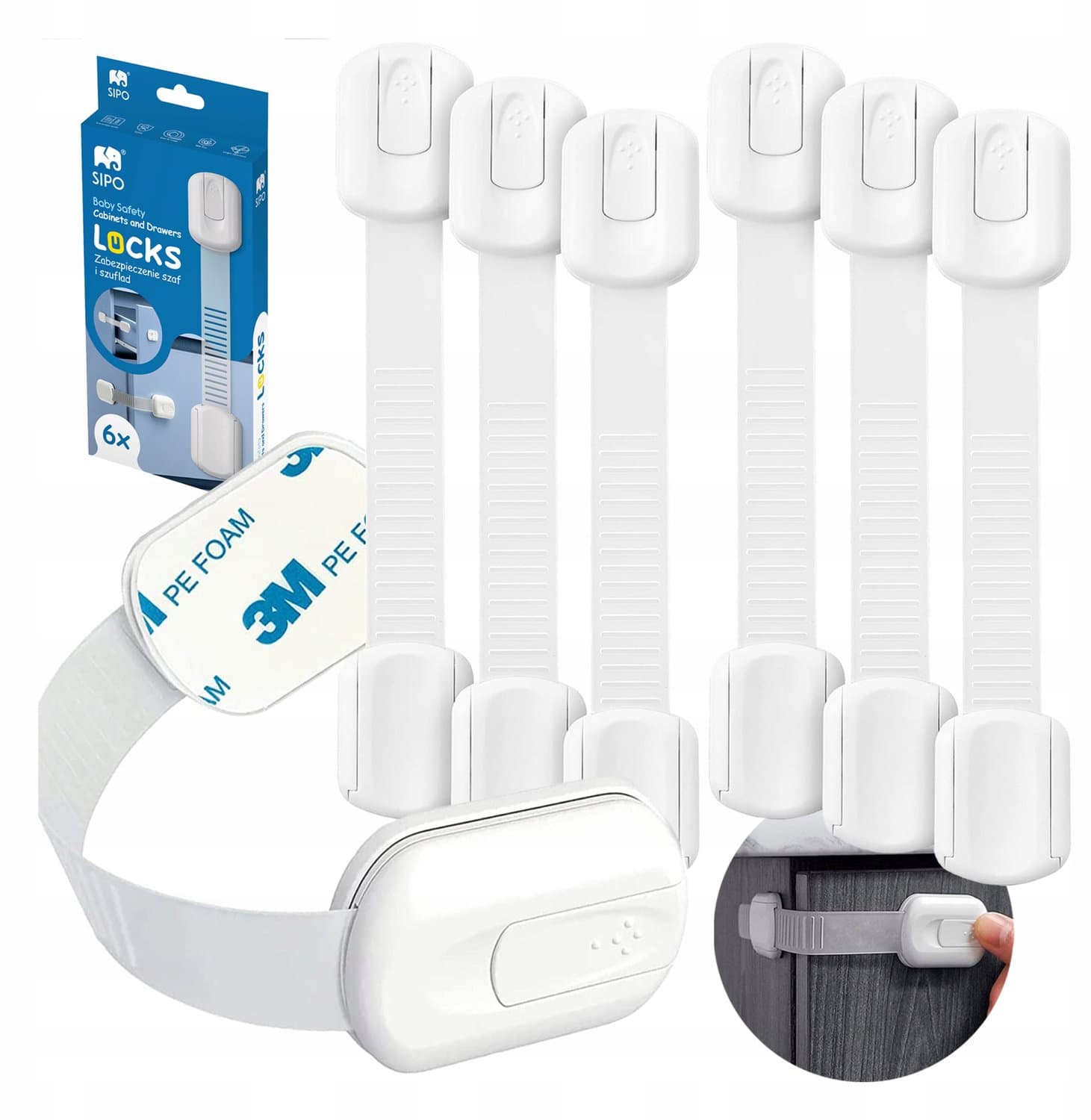 Veiligheidssloten voor Kasten & Lades - 6 stuks - Wit