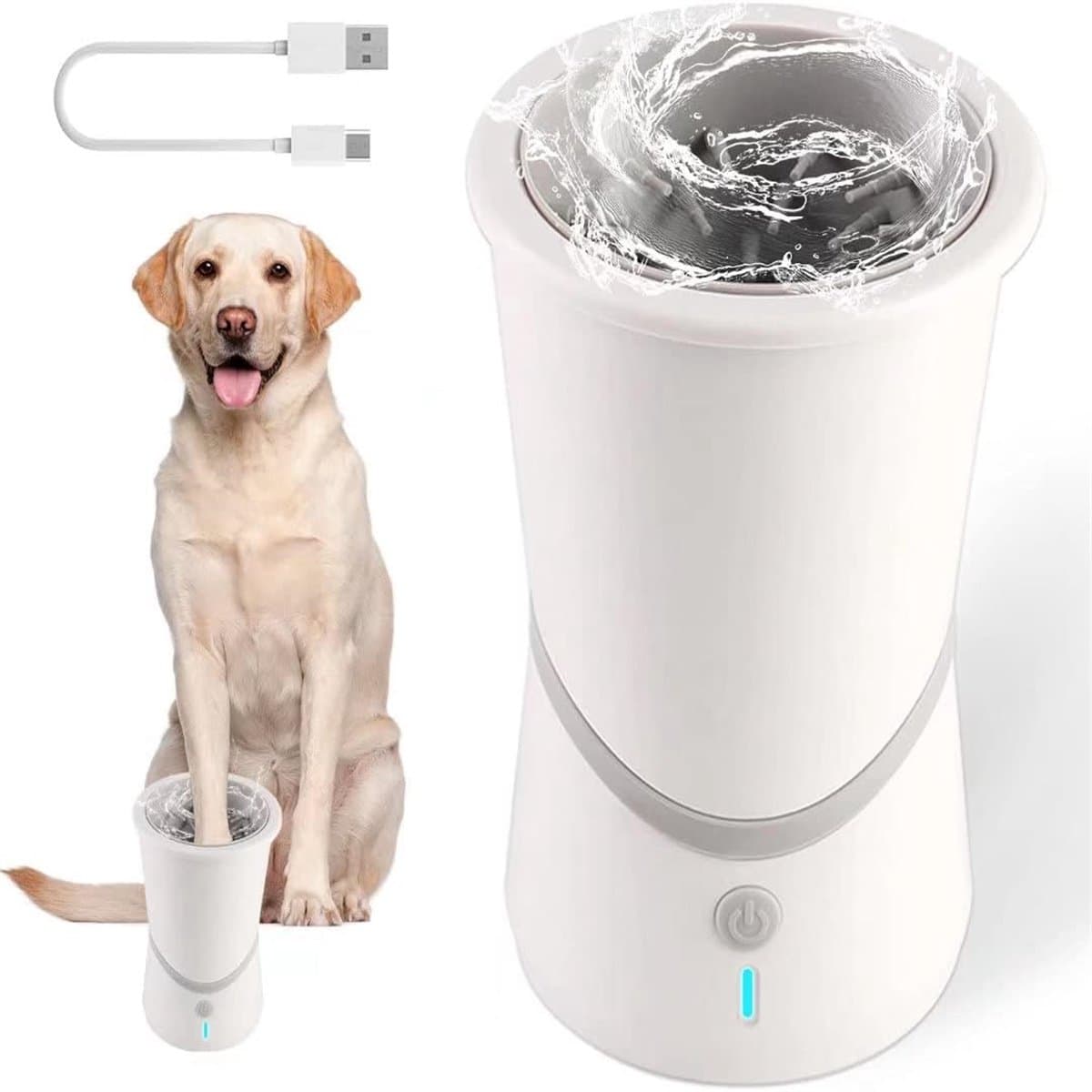 carmdering - Automatische Hondenpootreiniger - Elektrische Pootwascup - Met Zachte Siliconenborstels - 360° Reiniging - Voor Kleine en Middelgrote Honden