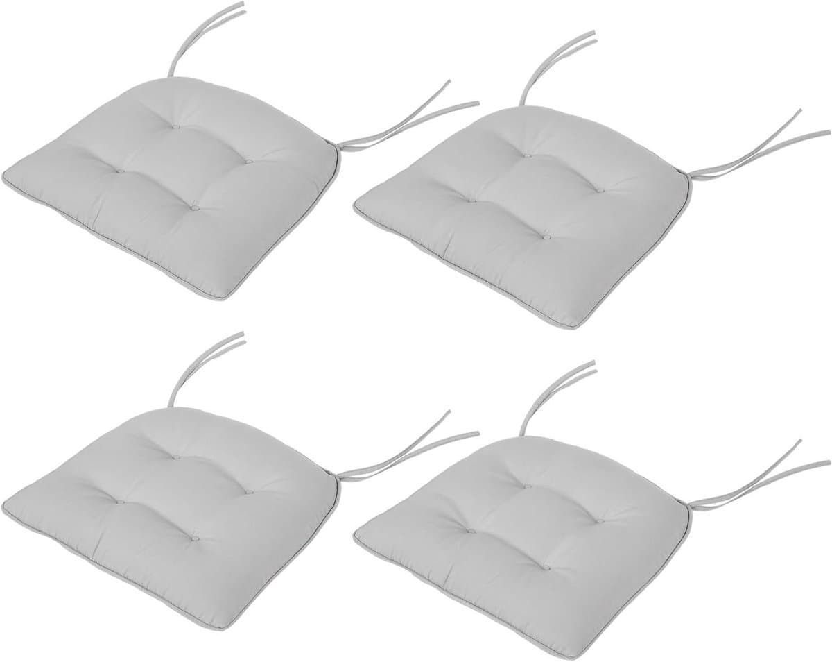 Tuinstoelkussens Set - Buitenkussens Zit - Comfortabel Zitten - Set van Vier - 43 x 41 cm - Lichtgrijs