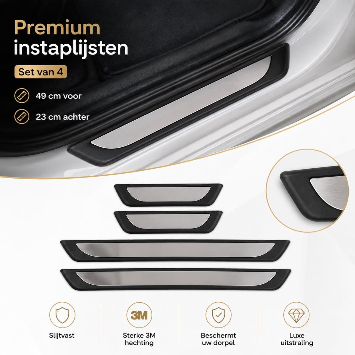 Instaplijsten Maserati Lavante - Set van 4 - Zwart chrome - AIM
