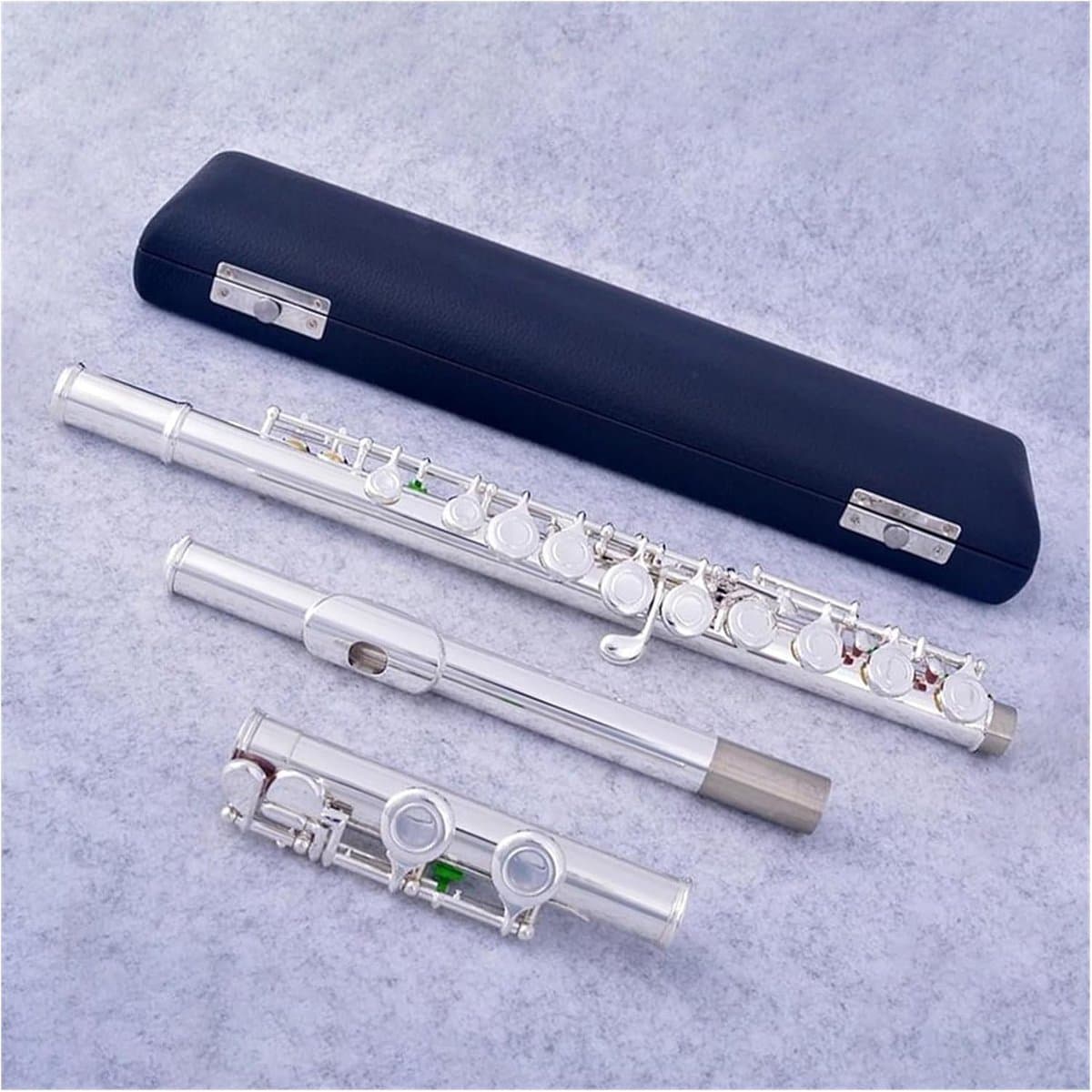 Dwarsfluit Set - Muziek Instrument - Muziek Maken - Gesloten 16 Gaten - 45 cm Pakket - Zilverkleurig