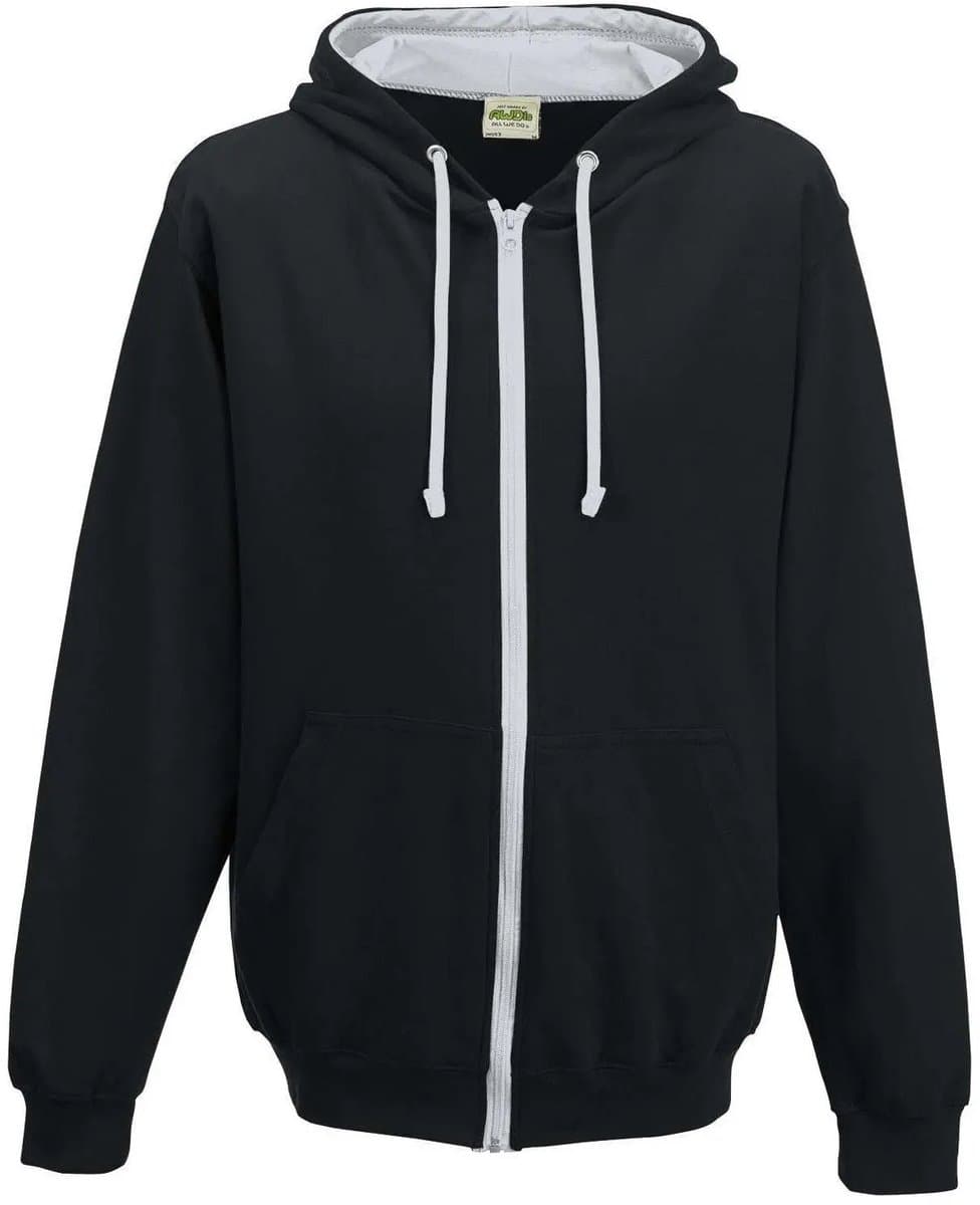 Just Hoods Varsity Zoodie JH053 - JET BLACK/HEATHER GREY - M