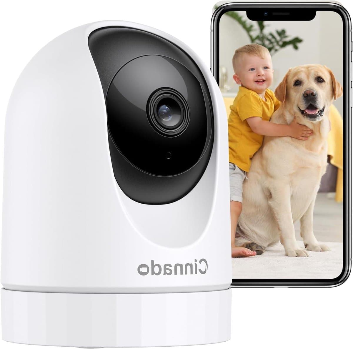 Bewakingscamera voor binnen - Babyfoon met camera - Huis en huisdier - 360 graden tracking - 2K HD resolutie - Wit