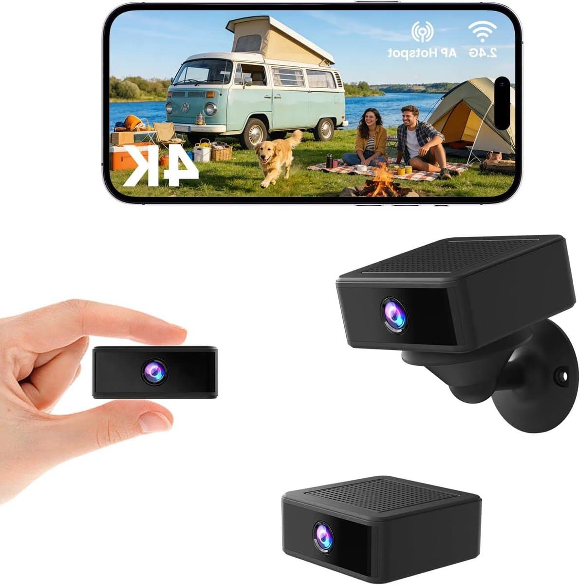 Mini Spionagecamera - Verborgen Camera - Veiligheid Thuis - 4K Ultra HD Nachtzicht - 48x48x20 mm - Zwart
