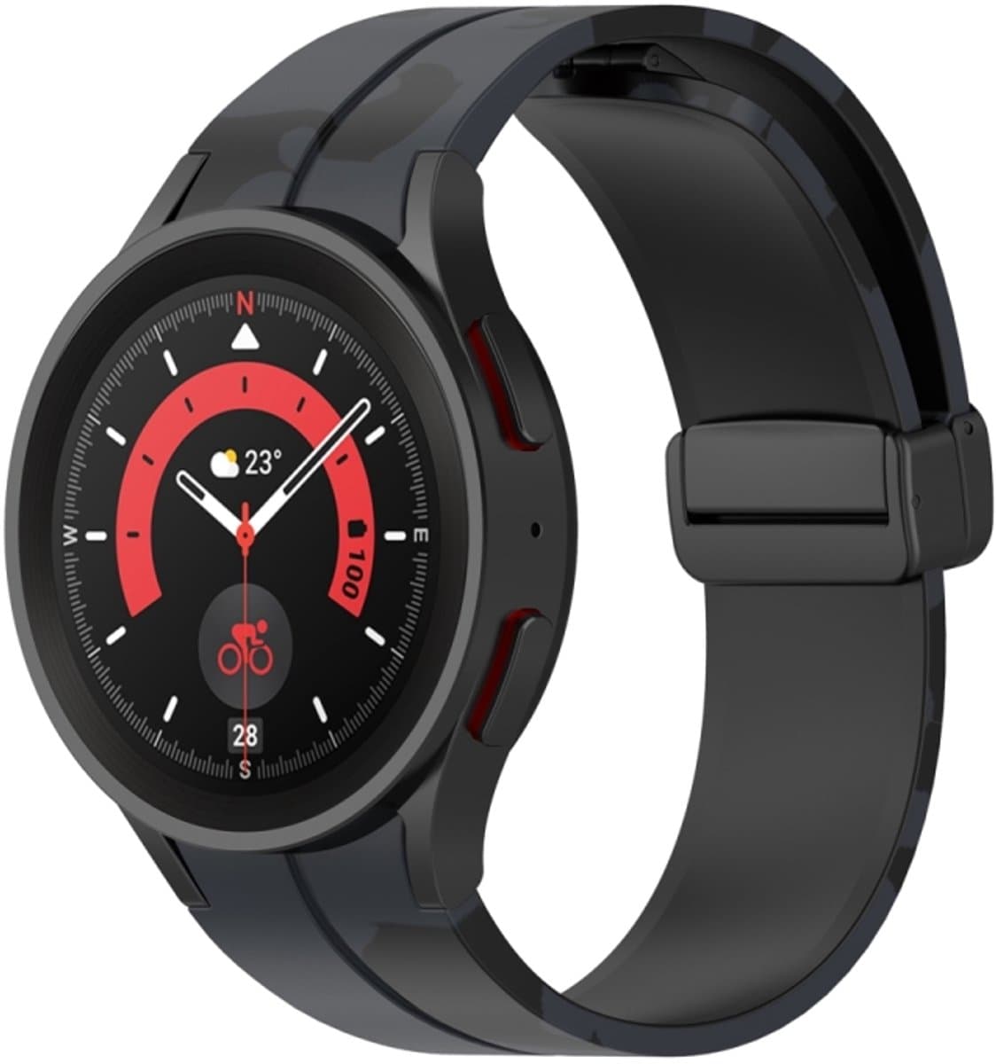 Voor Samsung Galaxy Watch5 / 5 Pro / Watch 4 / 4 klassieke magnetische sluiting camouflage siliconen horlogeband (camouflage donkergrijs)