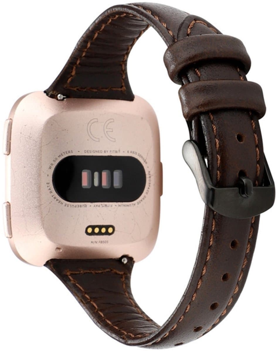 Voor Fitbit Versa razy Horse Texture lederen band (koffie)