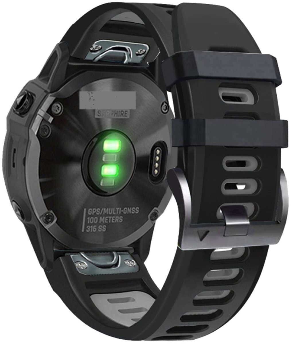 Voor Garmin Fenix 5x 26mm Silicone Sports Two-Color Watch Band (Black+Gray)