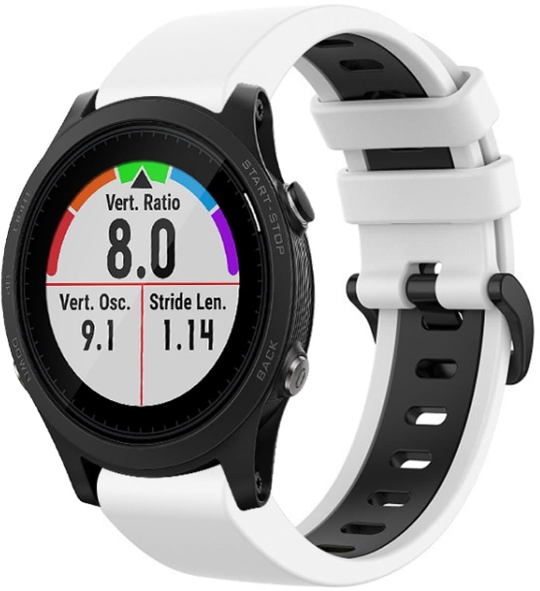 Voor Garmin Forerunner 935 22mm siliconen sport tweekleurige horlogeband (wit + zwart)