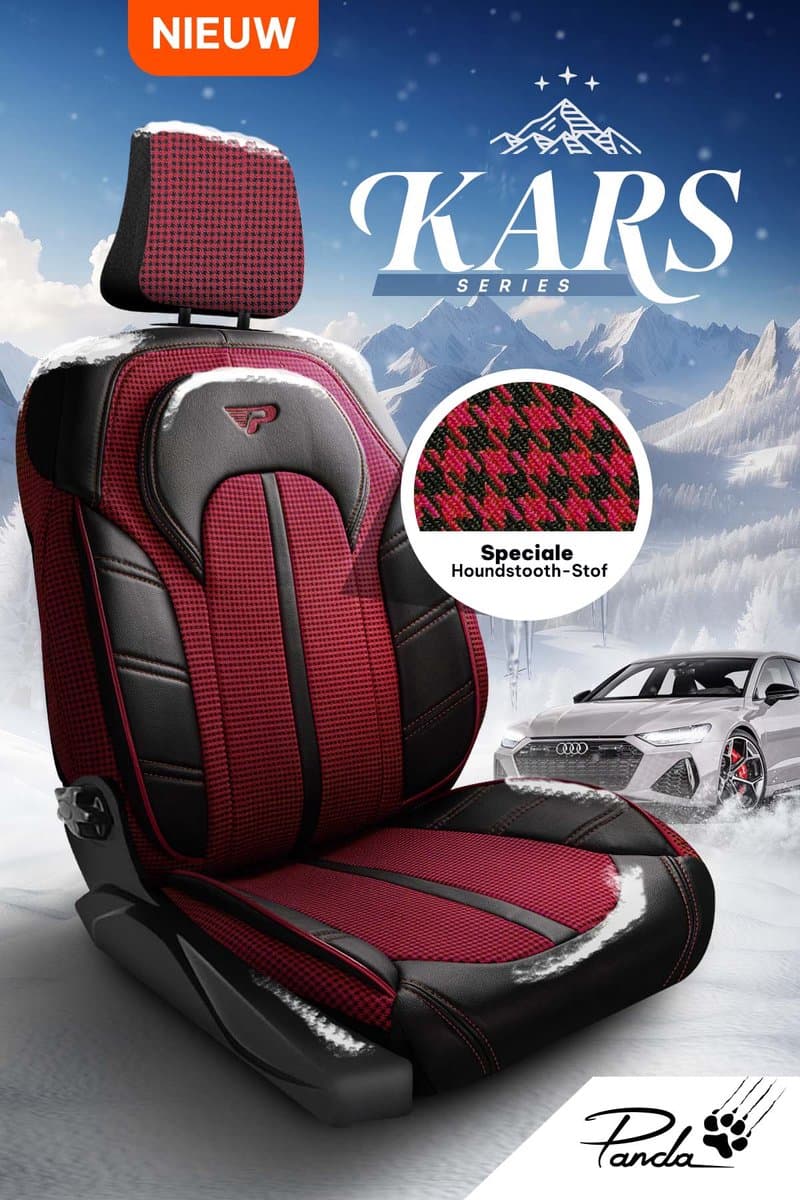 Stoelhoezen Renault Kadjar 2015-2022 – Kars Bordeaux – Pied-de-poule jacquardstof – Voorstoelenset – slijtvast – ademend – eenvoudig te monteren