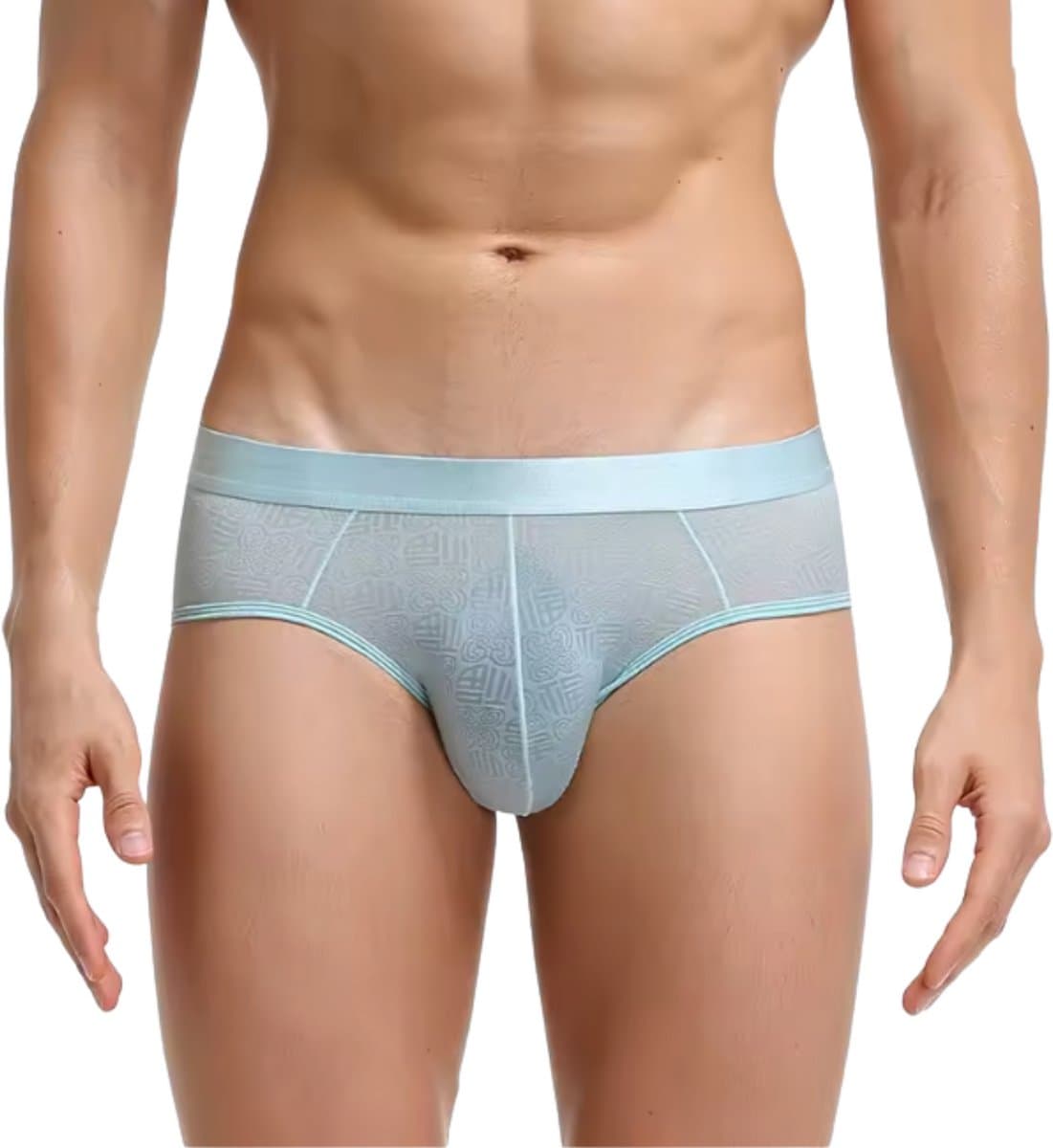 Heren Slip Transparant - Slip Doorzichtig Lichtblauw - Sexy Mesh Design - Mannen Onderbroek - Lingerie Voor Mannen - Ondergoed Maat XXXL / 3XL