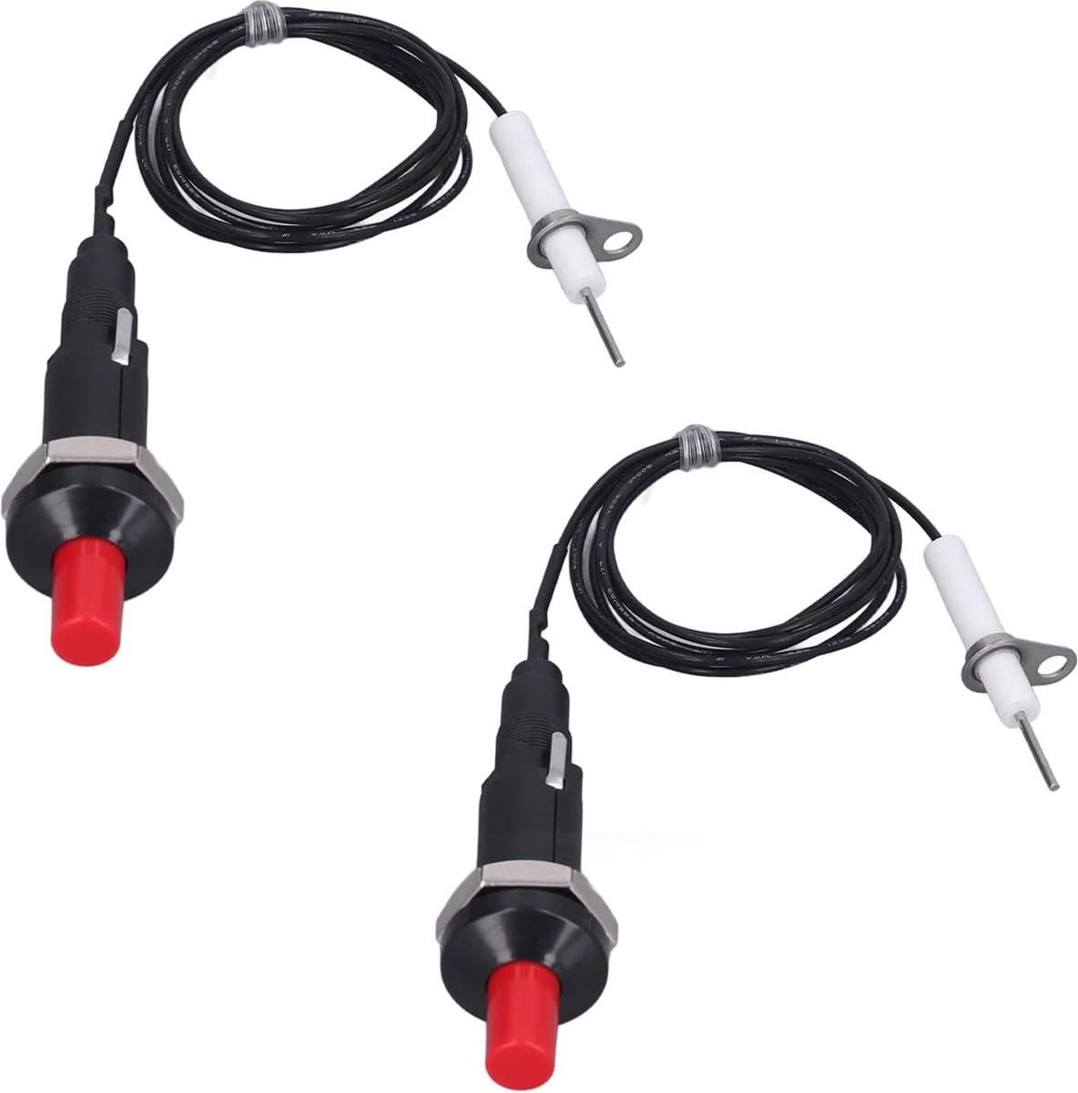 2Pcs Piezo Ignition Gas Grill Starter Replacement Kit - Bbq Ignition Set - Push Buttons with Ignition Needle Thread - 1 Meter Piezoelectric Ignition for Fireplace Furnace .