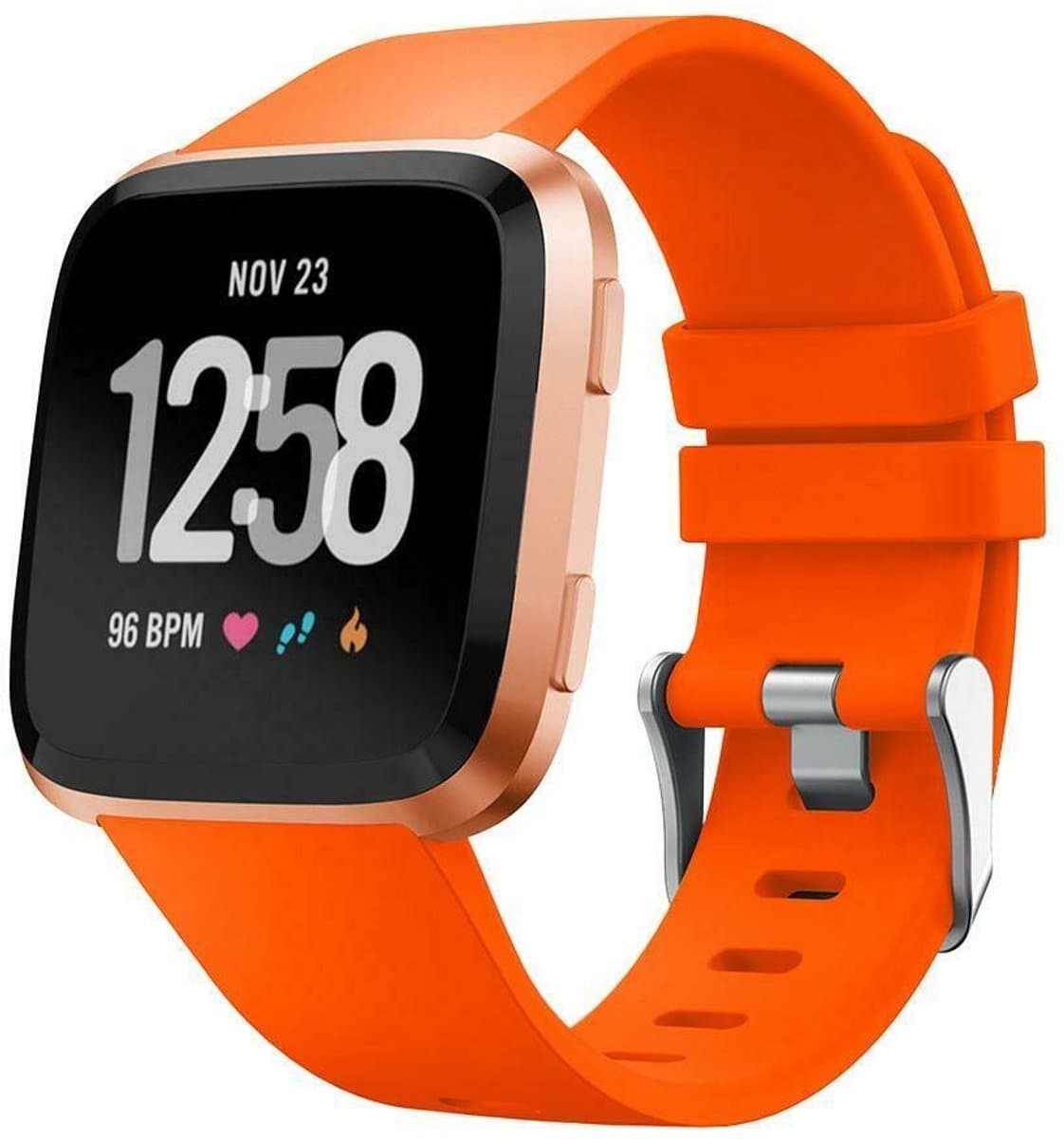 Geschikt voor Fitbit Versa silicone band - oranje - Maat S