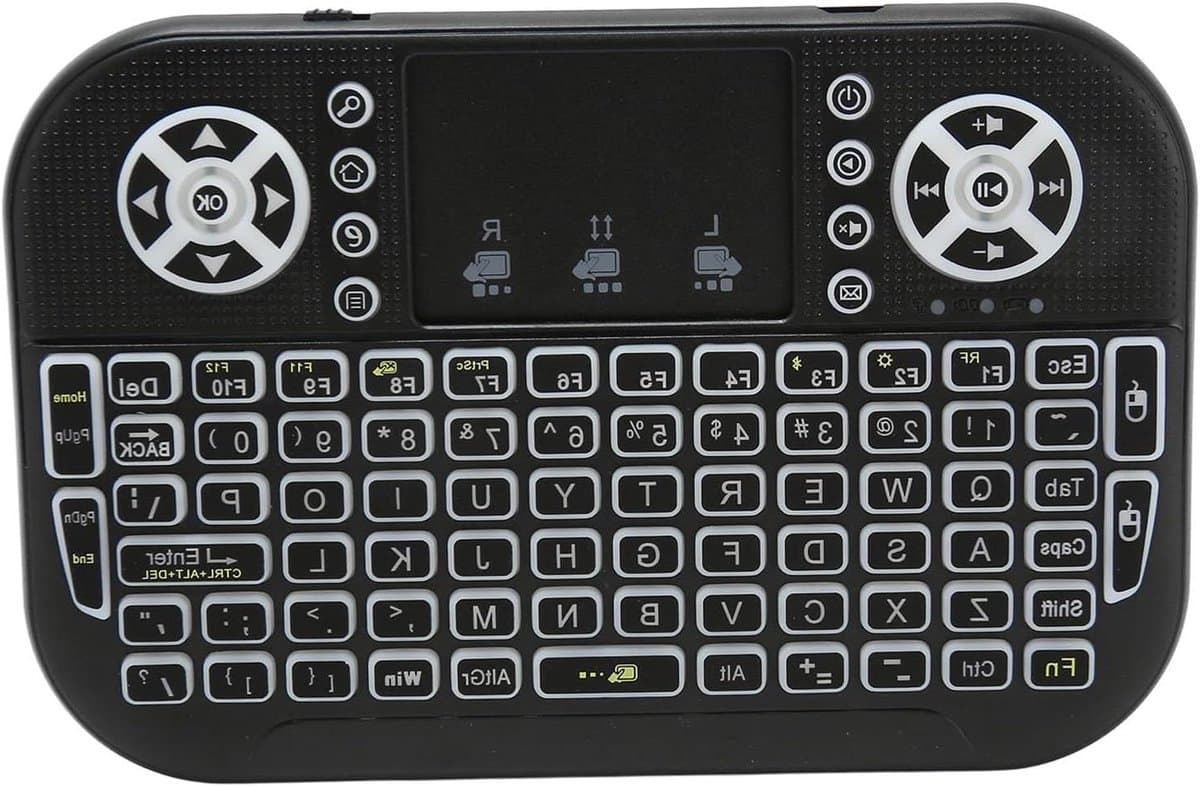 Mini Wireless Keyboard with Touchpad - 2.4GHz RF Multi Touch Rechargeable Portable Keyboard for PC Tablet Laptop - Black