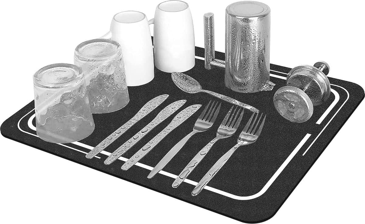 Dish Drying Mat Dishes, Absorbent Non-Slip Drying Mat Coffee Machine Drying Mat Quick Drying Super Absorbent Drying Mat for Kitchen for Drying Dishes & Glasses