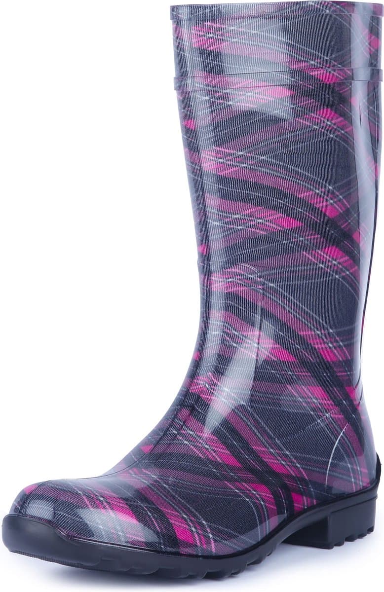 Ladeheid LA-LMG-967-Ilse Dames Regenlaarzen - Rubber - Hoog - PVC - Waterdicht – Zwart – 38