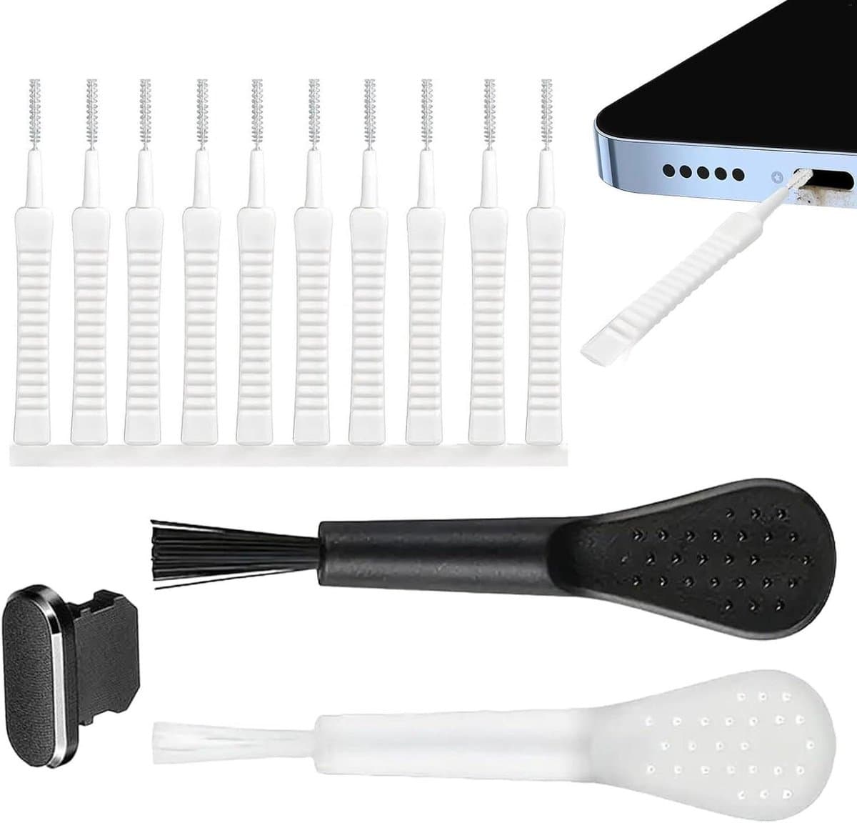 USB C Mobile Phone Cleaning Kit, Phone Speaker Cleaning Kit, 13-Piece Anti-Dust Plug, Phone Jack Cleaning Kit, Small Cleaning Tools