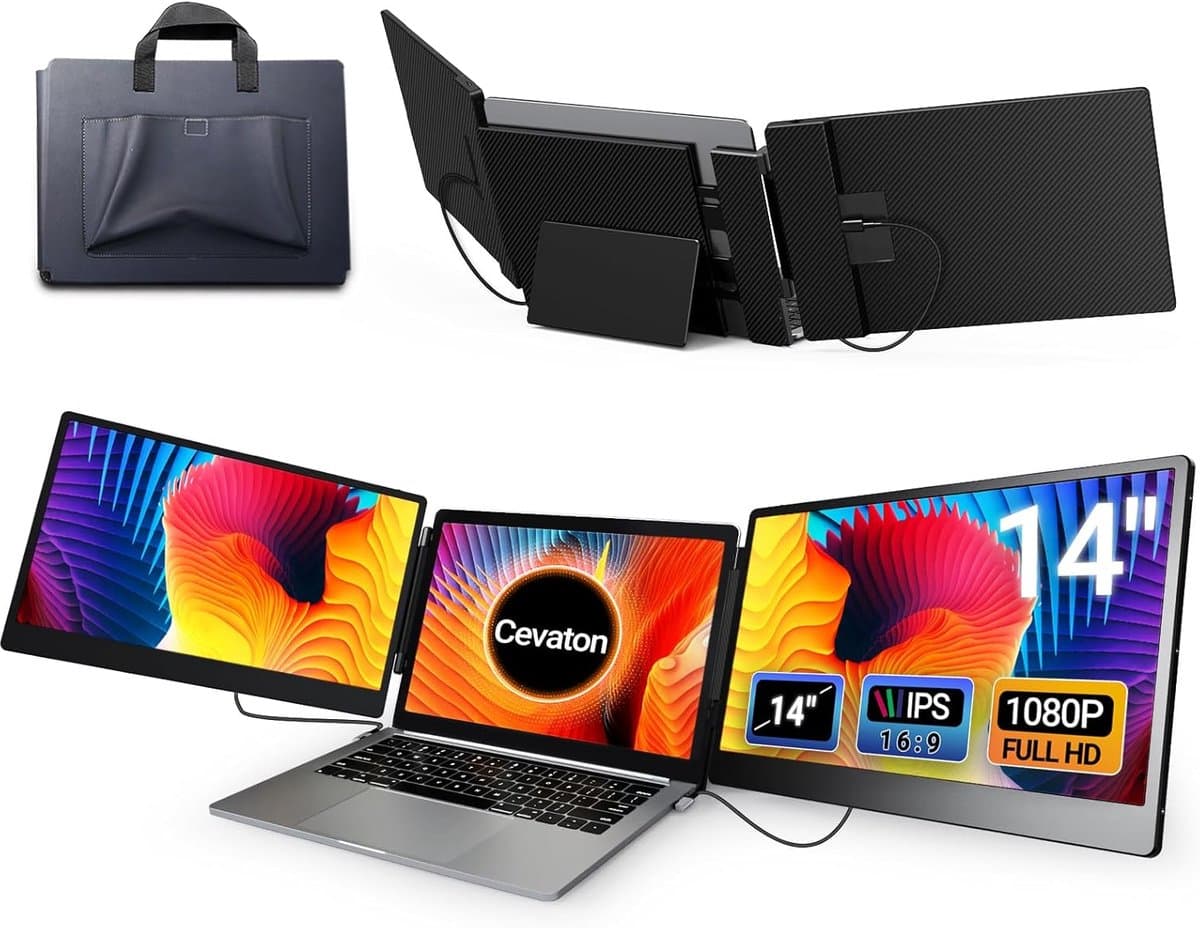 Laptopschermverlenger, 14” FHD 1080P IPS draagbare monitor geschikt voor 13-16,1", Plug and Play laptopmonitorverlenger compatibel met Mac, Wins, Dex, Chrome