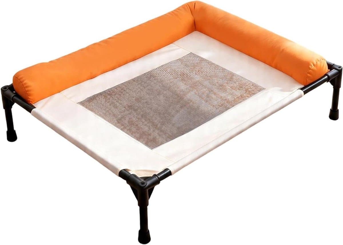 Verhoogd Huisdierbed - Buitenmand Hond - Koel Rusten - Ademend Mesh - 67 x 17 x 17 cm - Oranje