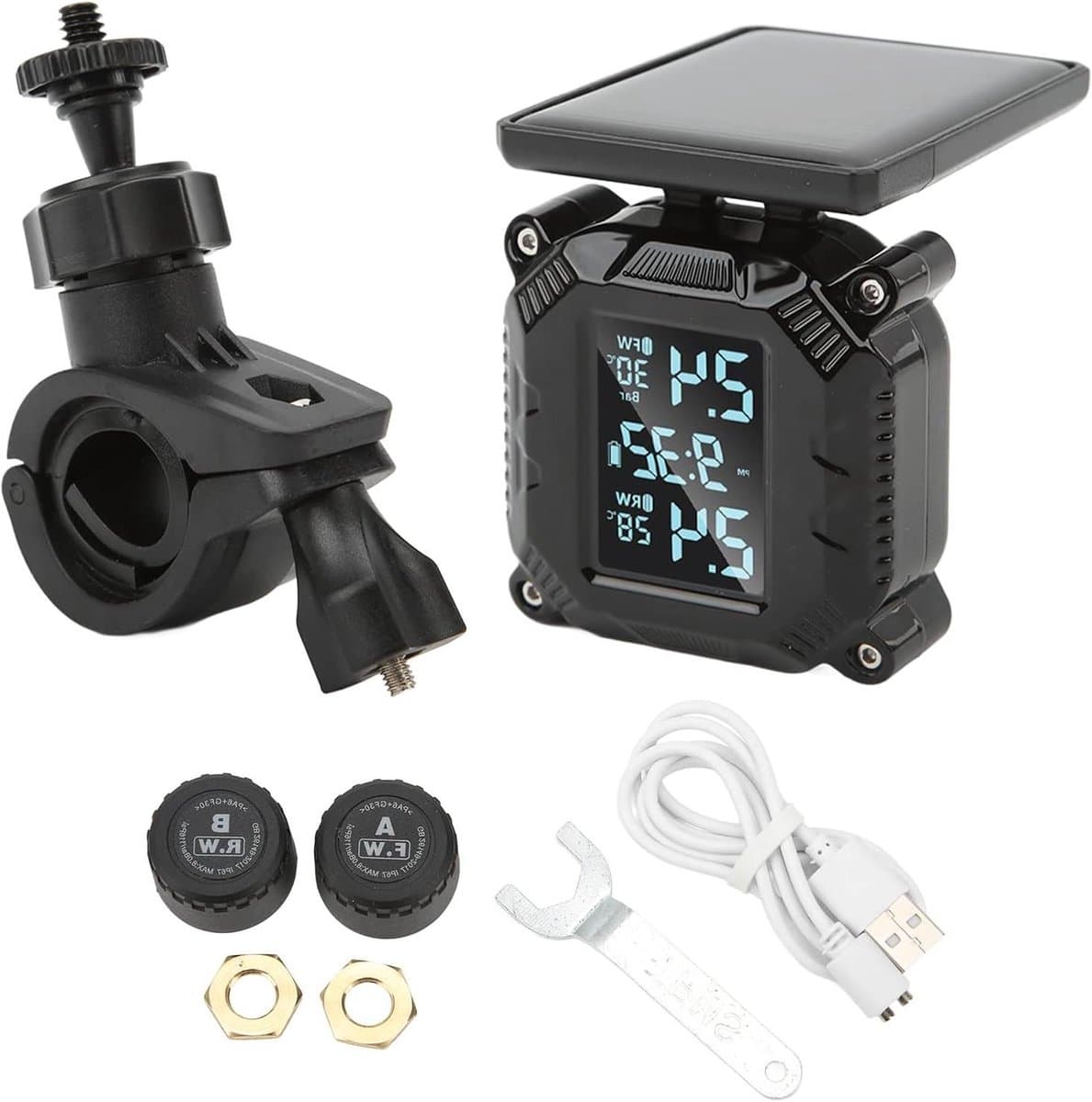 Banden Monitor Systeem - Bandenspanning Temperatuur - Veilig Rijden - Draadloze Solar Oplading - IP67 Waterdicht - Zwart