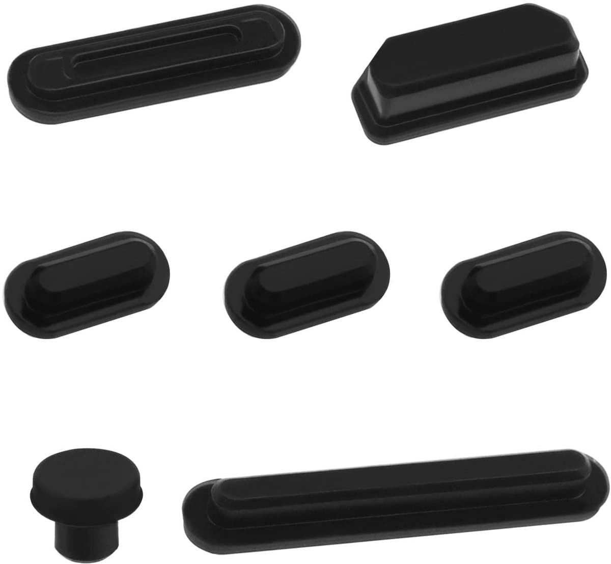 Dailygoods- Stofstekkers 7 Stuks - Compatibel met MacBook Pro 14/16 Inch - Siliconen Bescherming - Antistof Caps - Zwart - Duurzaam Materiaal - Laptop Stofpluggen