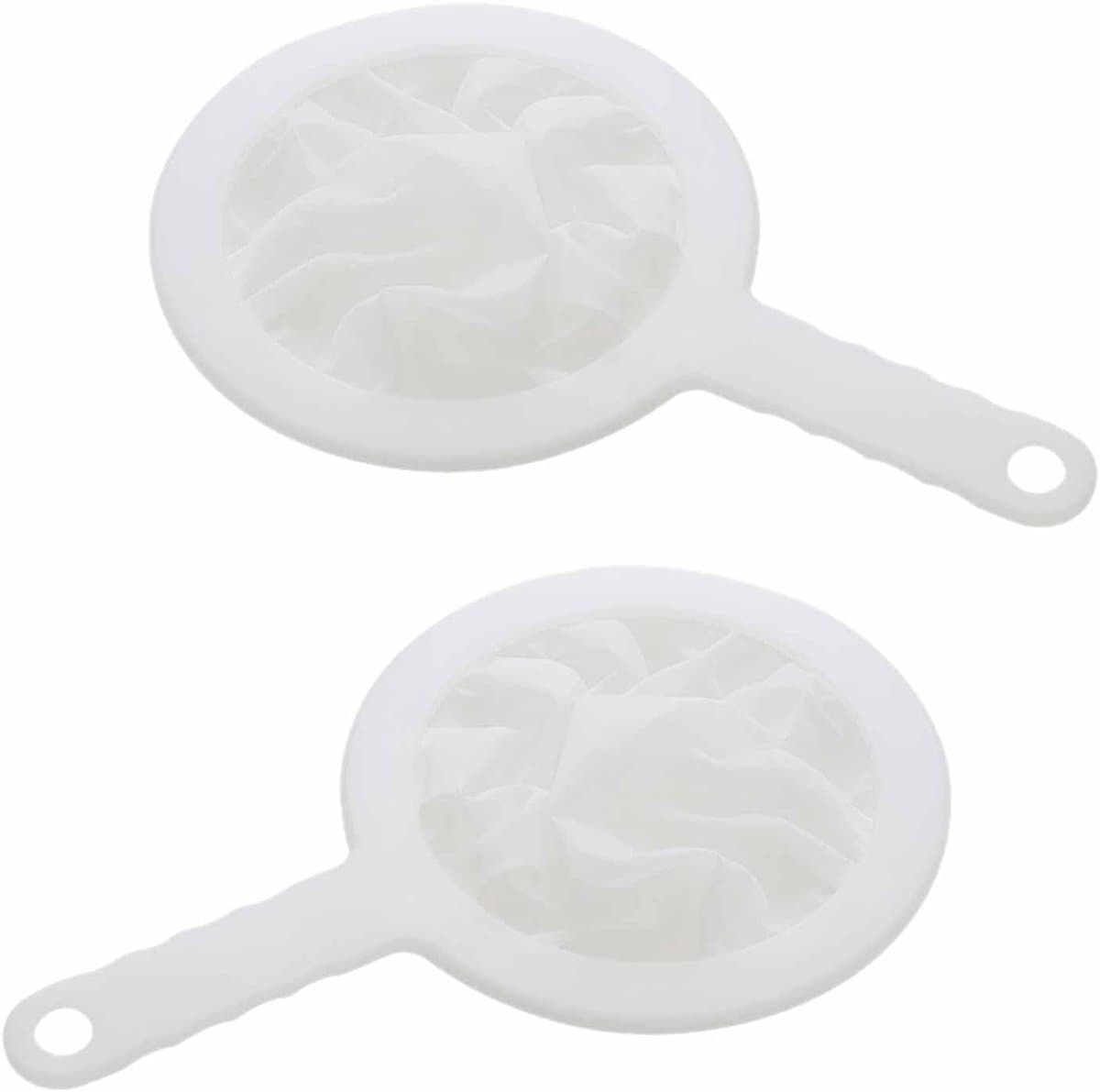 Set van 2 Plastic Nylon Fijnmazige Zeef - 200 Mesh Voedselveilige PP Zeef voor Koffie, Jam en Groenten met Antislip Handvat