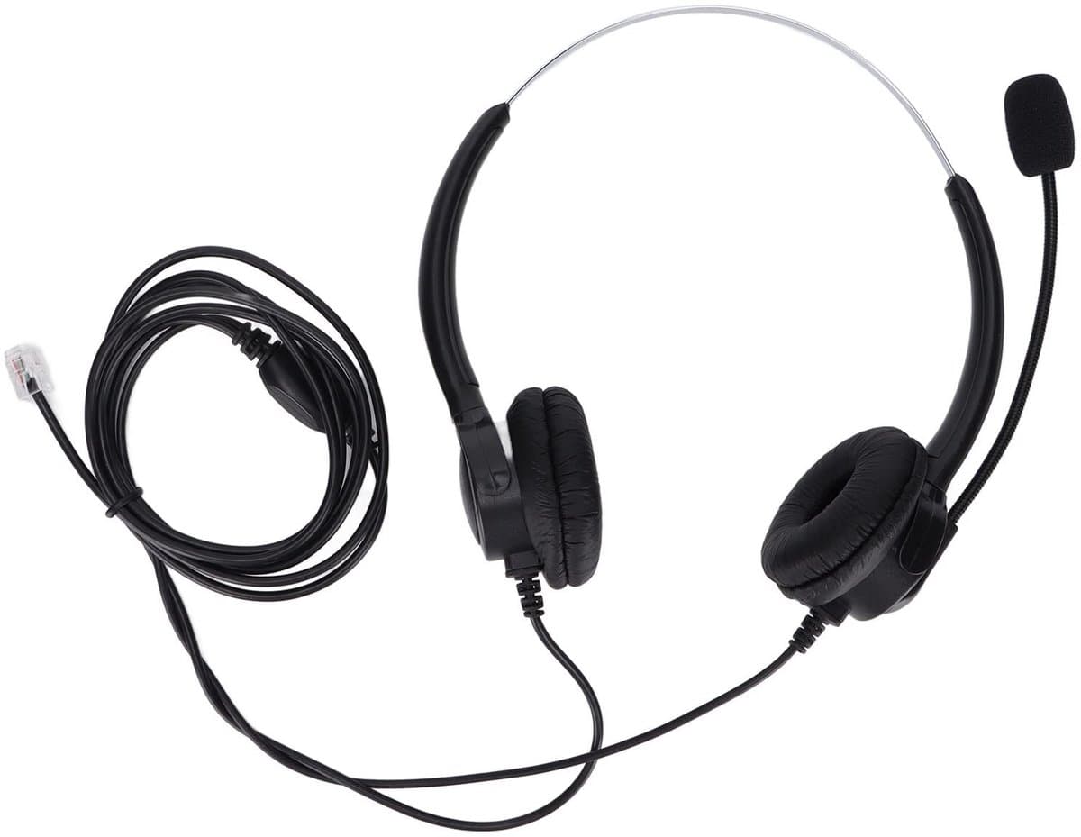 Dailygoody - USB-headsets met Microfoon - RJ9 Bedrade Telefoonhoofdtelefoon - Ruisonderdrukking - Geschikt voor Callcenter - Binauraal - Ideaal voor K