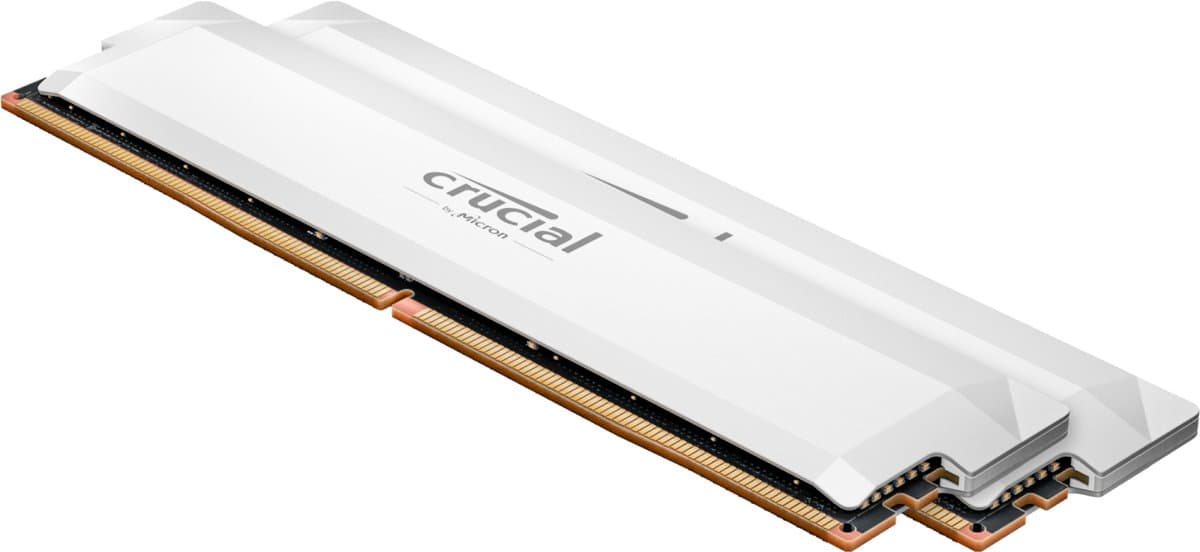 CRUCIAL DDR5 PRO RAM-geheugen - Overclocking Edition - Kit 64GB (2 x 32GB) - 6000 MT/s - CL40 - UDIMM - Wit
