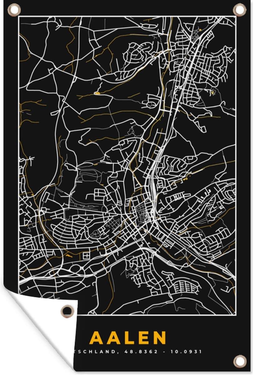 Tuindecoratie Stadskaart – Plattegrond – Duitsland – Goud – Aalen – Kaart - 40x60 cm - Tuinposter - Tuindoek