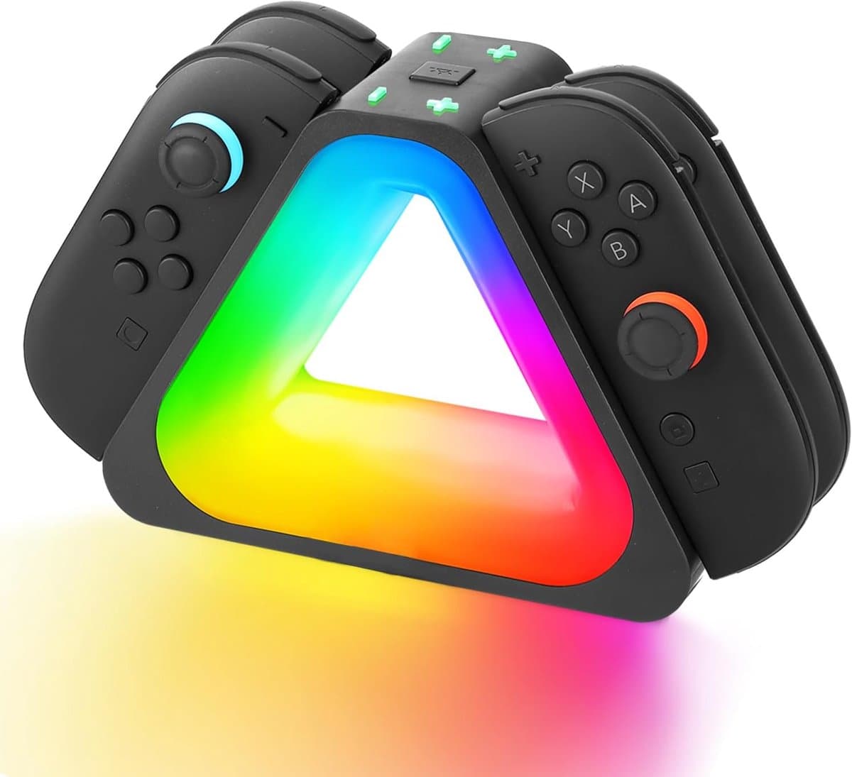 Laadstation voor Joy-Con compatibel met Nintendo Switch, nieuwe driehoekige versie, 4-in-1 laadstation voor switch-controller met individuele led-display