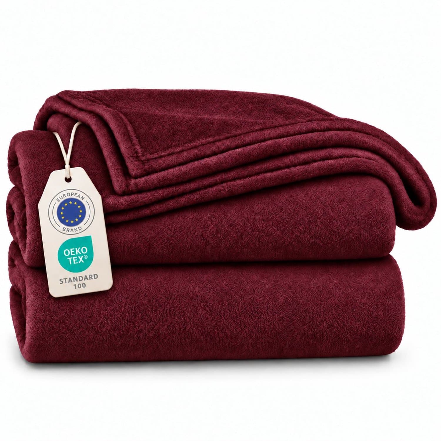 Tbeloo Fleece deken 150 x 200 cm Bordeaux - Zachte microvezel deken voor bank, bed of picknick