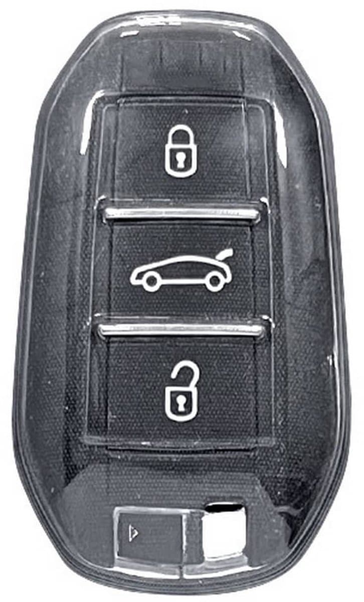 Autosleutel Hoesje geschikt voor Peugeot - Sleutelcover - TPU Cover Sleutelhoes - Accessoires - transparant
