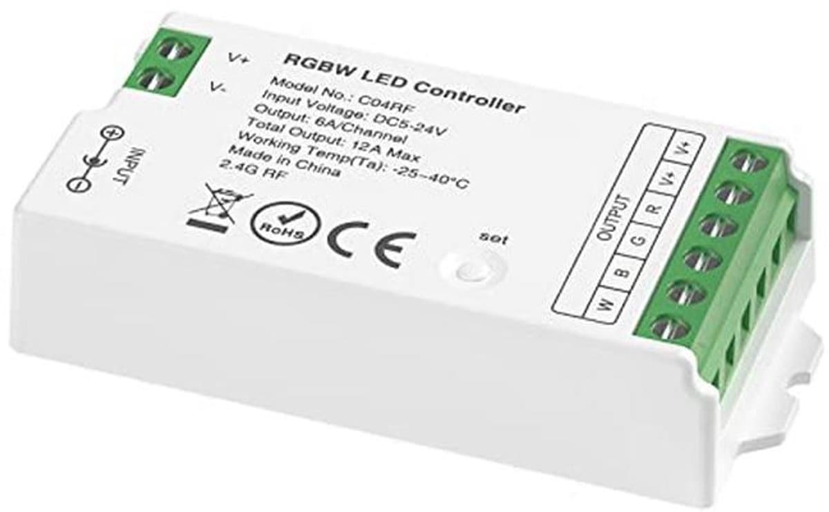 RGBW LED-controller met 2.4 GHz afstandsbediening - Instelbare helderheid en compatibel met 5050 LED-strips