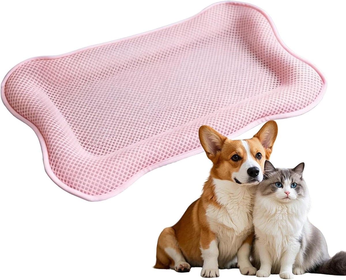 VHV - Koeldeken Hond - Koelmat Hond en Kat - Wasbaar Zomer Ligkleed - Voor Bench Sofa Balkon en Auto - 42 x 58 cm Roze