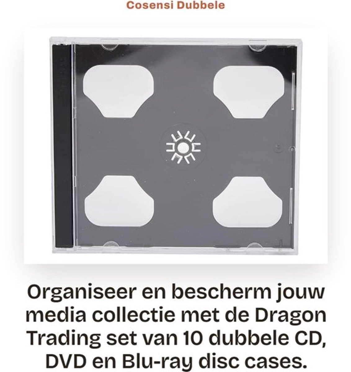 Dubbele Disc Case Professionele Kwaliteit - Pack van 10 - Zwarte Tray - Voor 2 CD/DVD/Blu-ray - Duurzame Constructie - Compacte Opslag - Cd Dvd Hoes