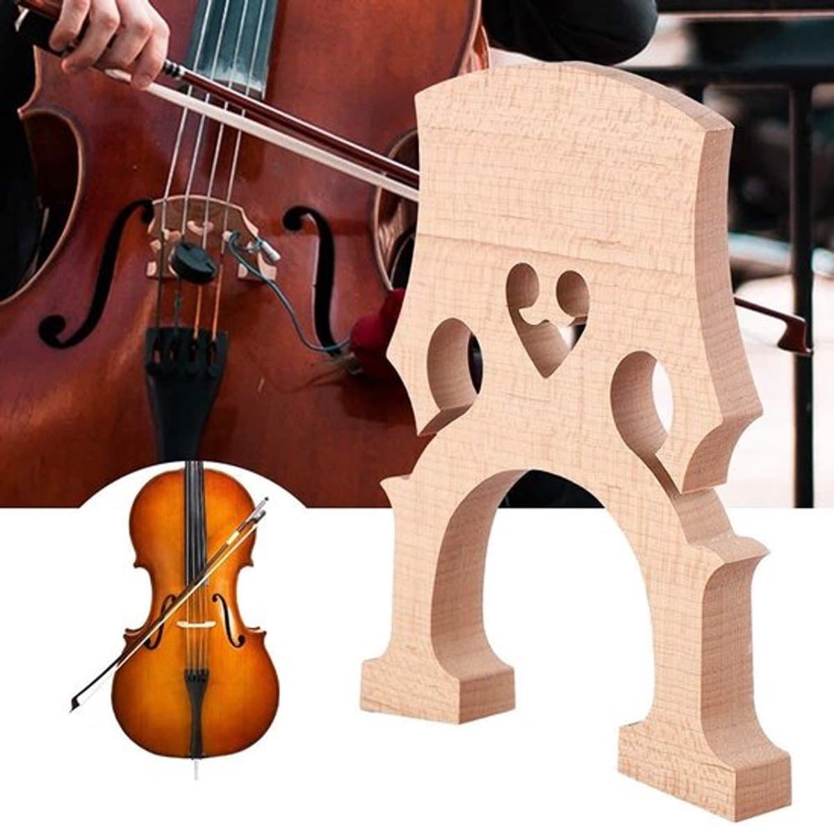 Cello Brug Professioneel - Esdoorn Hout - Vervangende Onderdelen - Cello Accessoire - Sterke Bruikbaarheid - Goed Geluid - Cellobrug