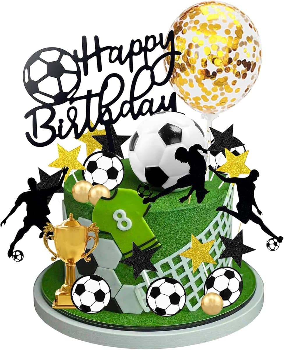 28 stuks taartdecoratie voetbal, voetbaltaartdecoraties, voetbaltaart toppers, voetbalspeler, taartdecoraties voor - ShopVlot